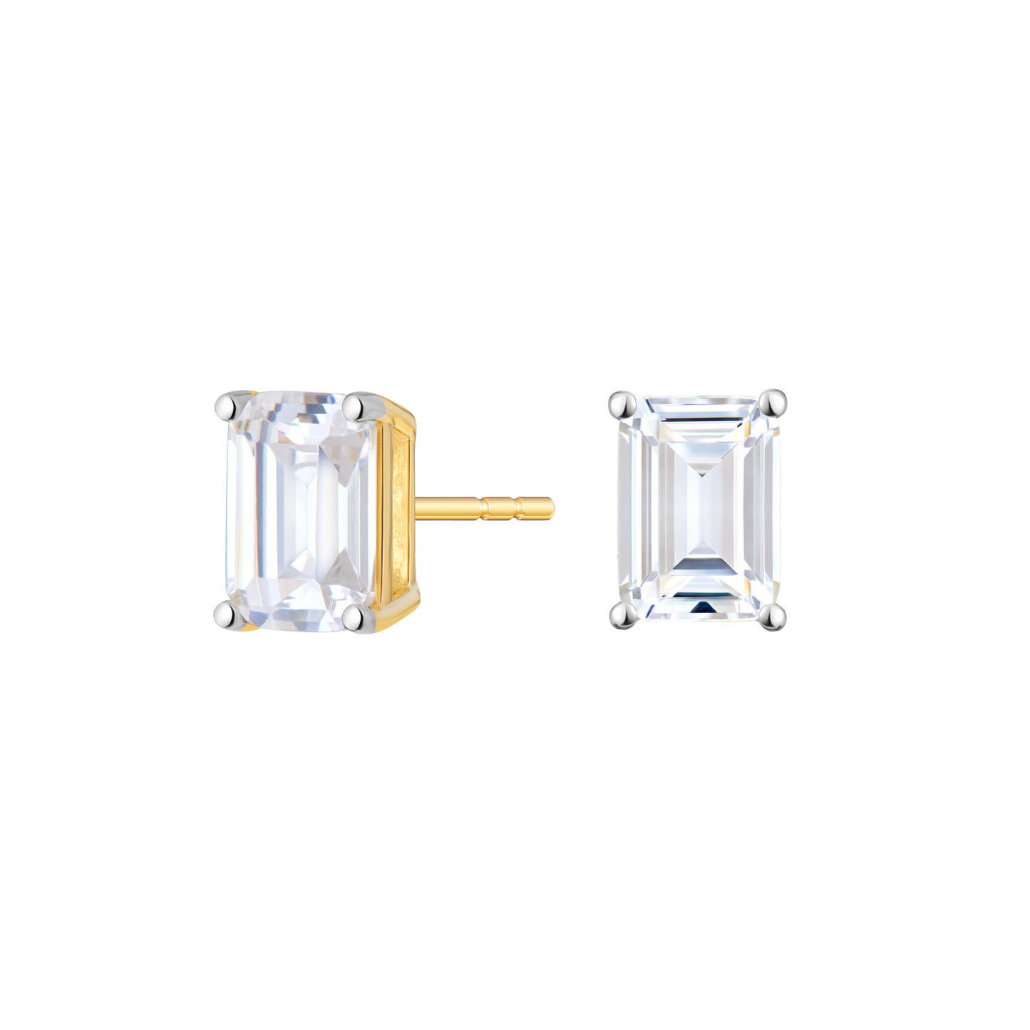 Emerald-Cut Lab-Created Diamond Stud Earrings in 14K Yellow Gold | Monte Luna