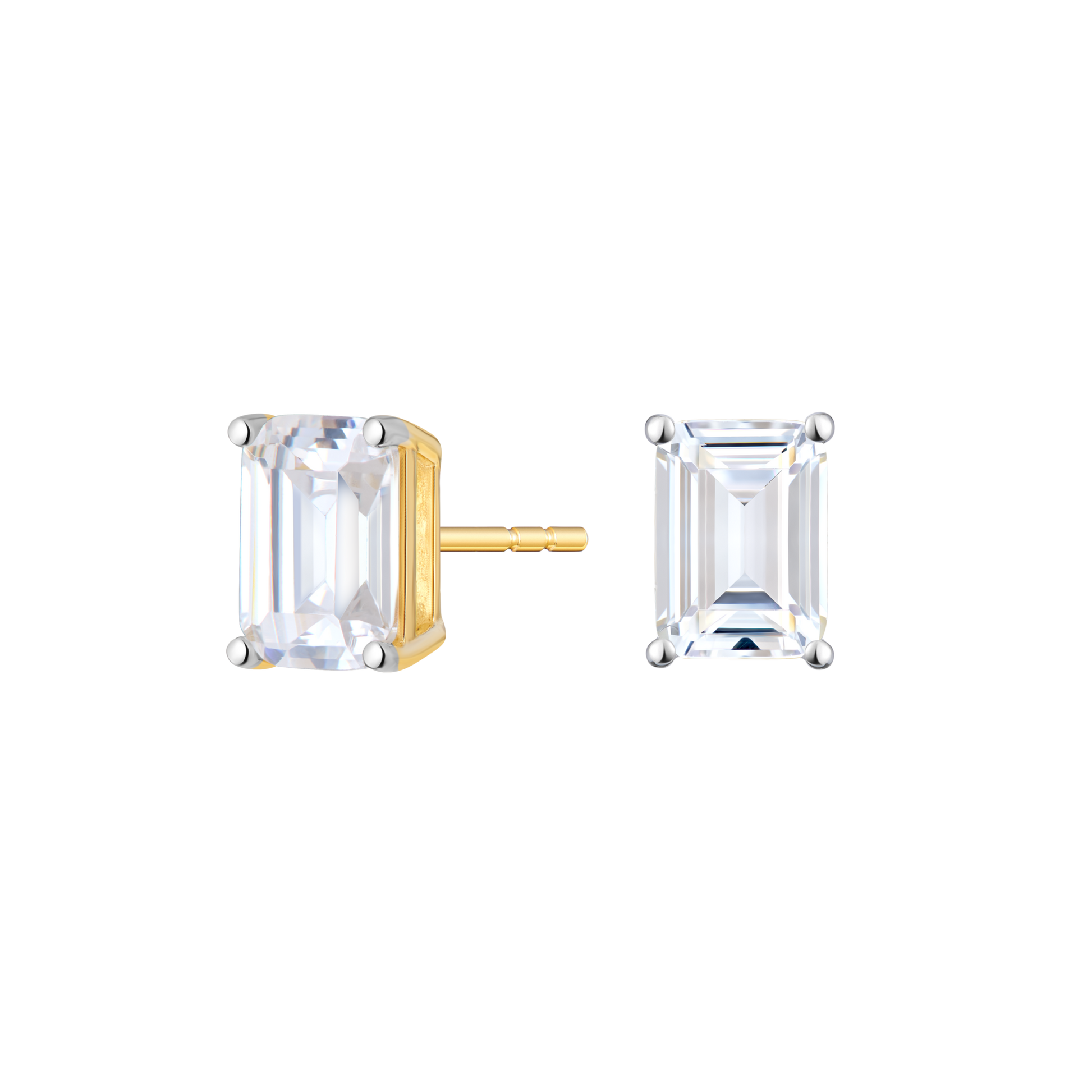 Emerald-Cut Lab-Created Diamond Stud Earrings in 14K Yellow Gold | Monte Luna