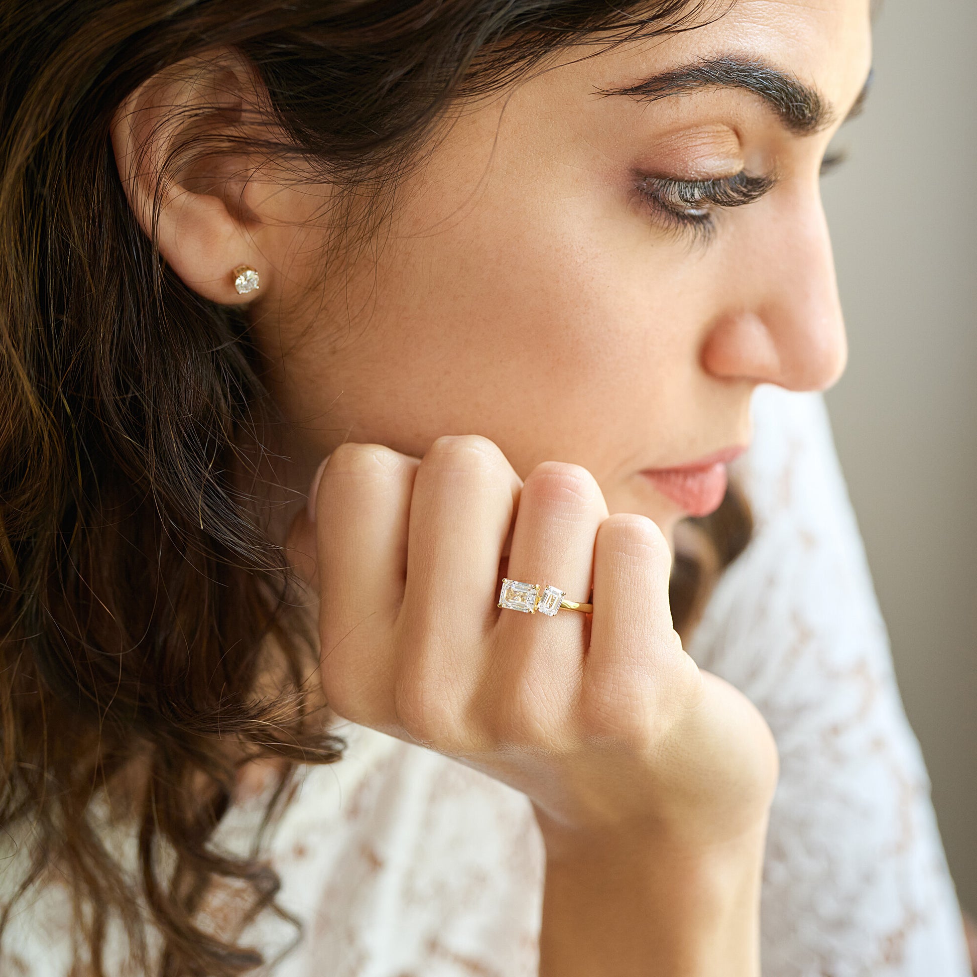 Round-Cut Lab-Created Diamond Stud Earrings in 14K Yellow Gold | Monte Luna