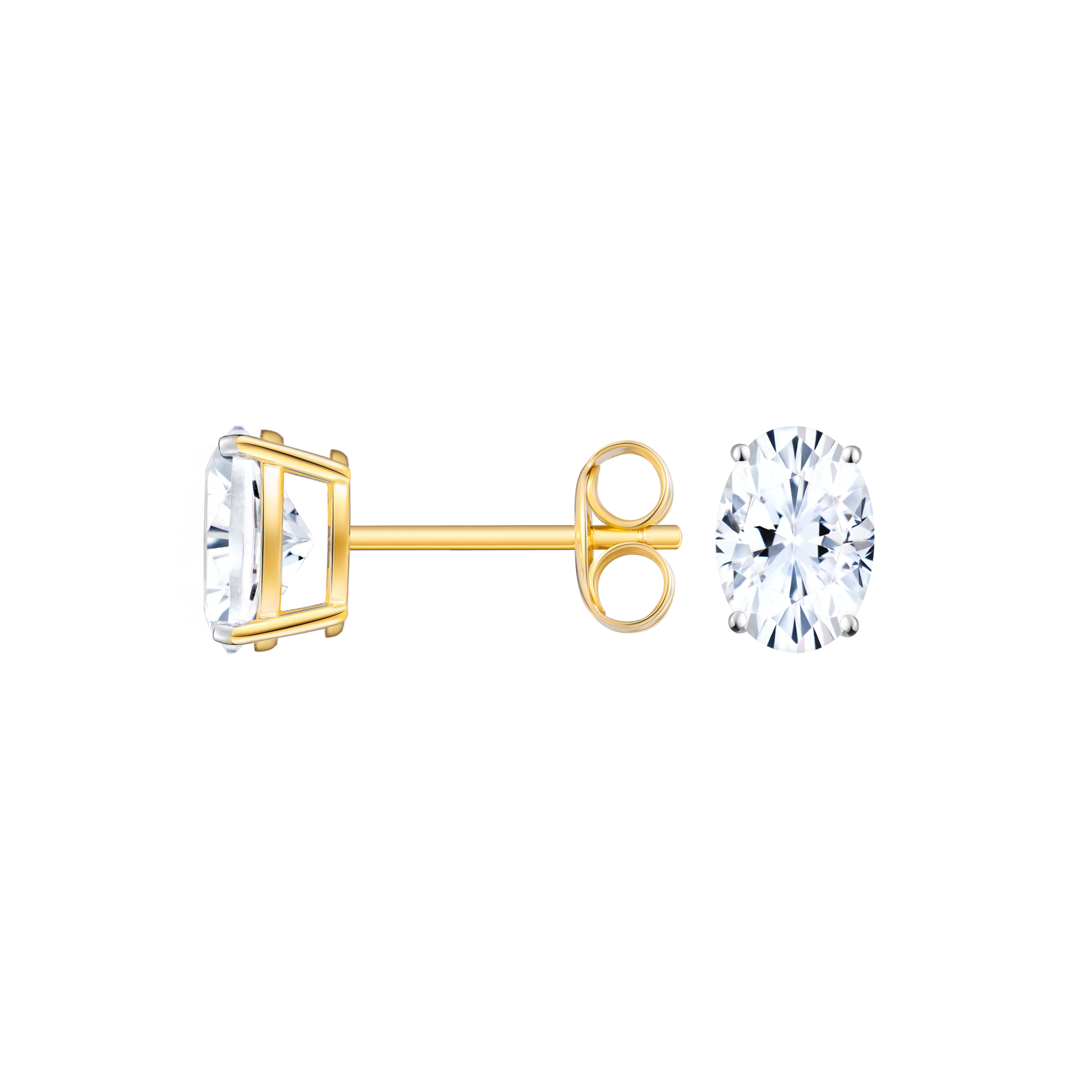 Oval-Cut Lab-Created Diamond Stud Earrings in 14K Yellow Gold | Monte Luna