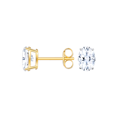 Oval-Cut Lab-Created Diamond Stud Earrings in 14K Yellow Gold | Monte Luna