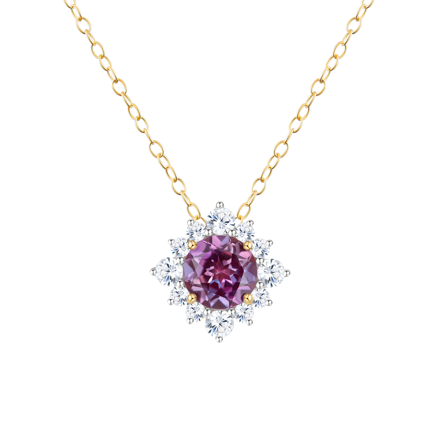 Sunburst Halo Pendant Necklace in 14K Yellow Gold | Monte Luna