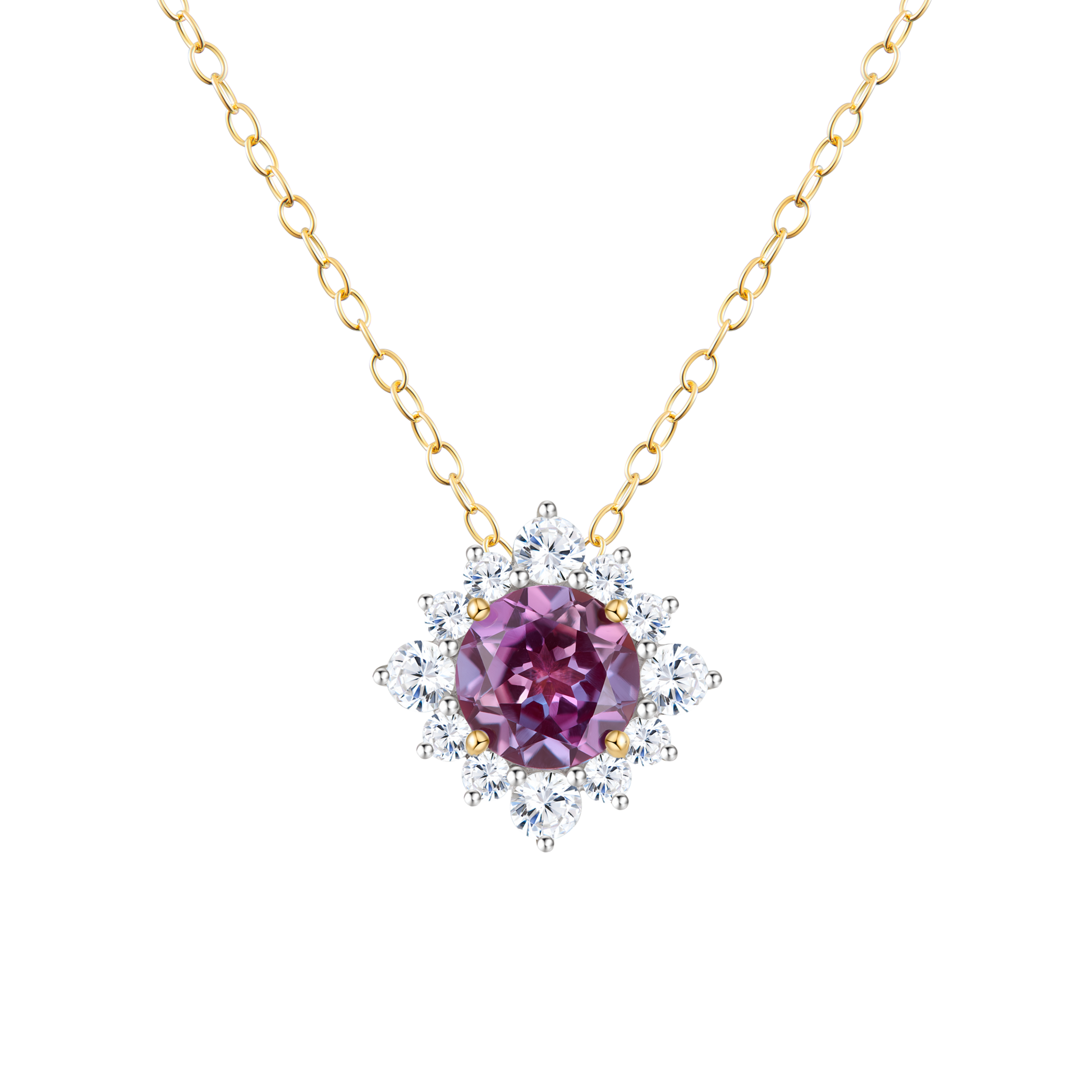 Sunburst Halo Pendant Necklace in 14K Yellow Gold | Monte Luna