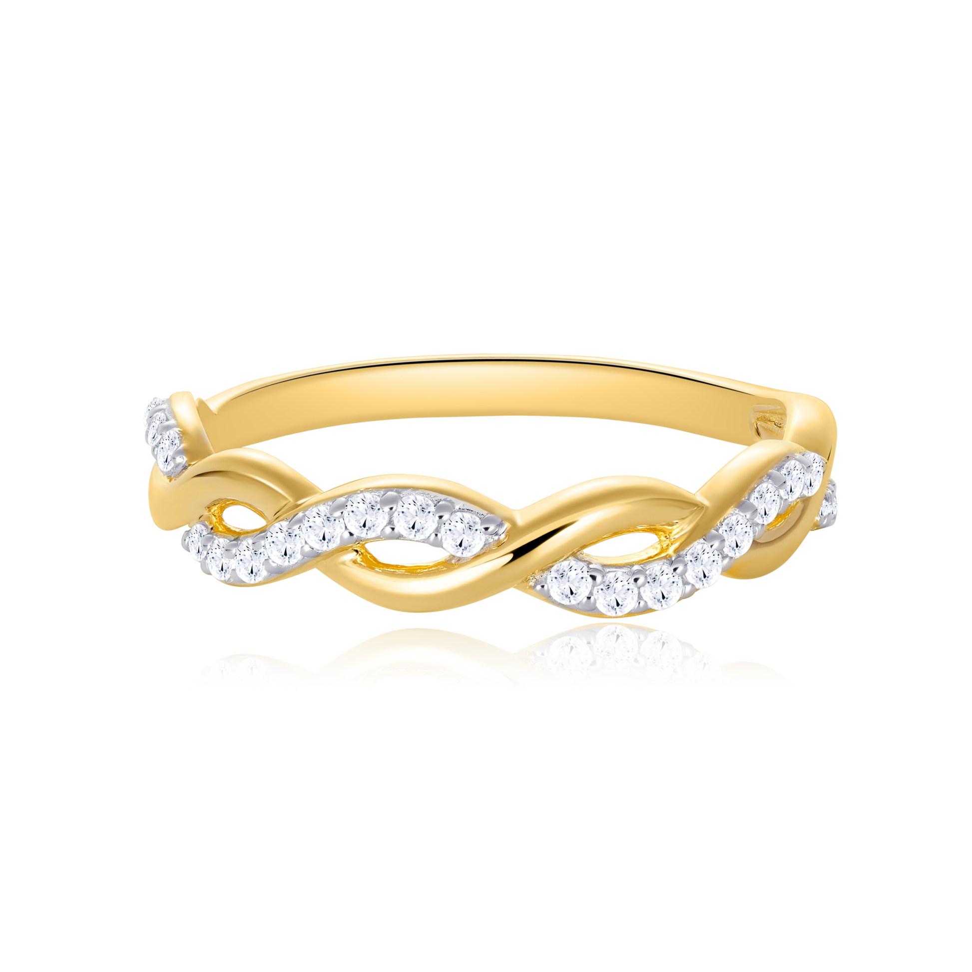 Half Pave Twist Ring in 14K Yellow Gold | Monte Luna