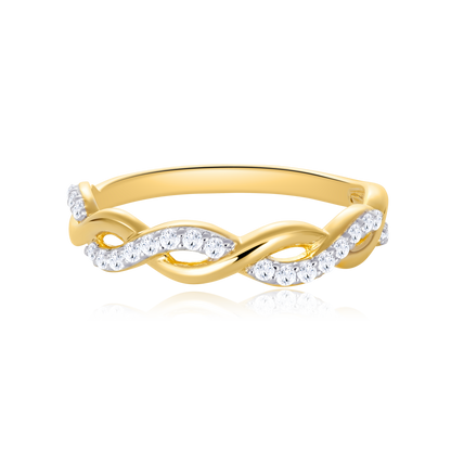 Half Pave Twist Ring in 14K Yellow Gold | Monte Luna