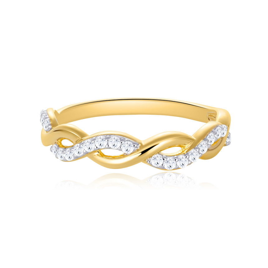Half Pave Twist Ring in 14K Yellow Gold | Monte Luna