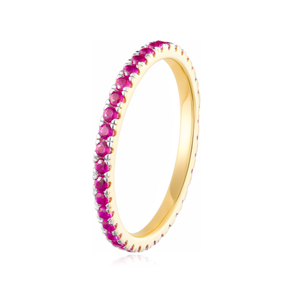 Lab-Created Ruby Eternity Ring in 14K Yellow Gold | Monte Luna