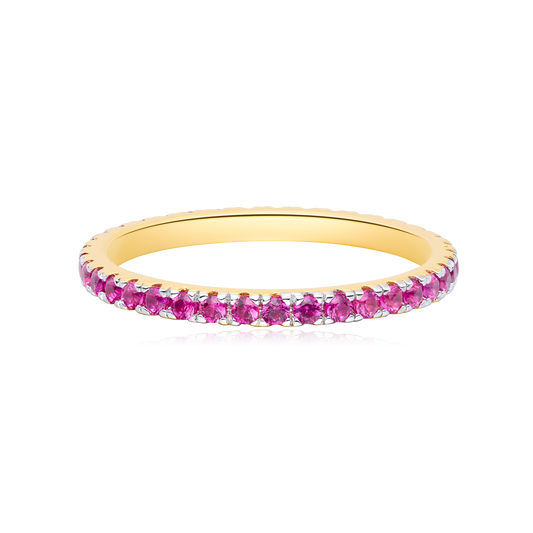 Lab-Created Ruby Eternity Ring in 14K Yellow Gold | Monte Luna