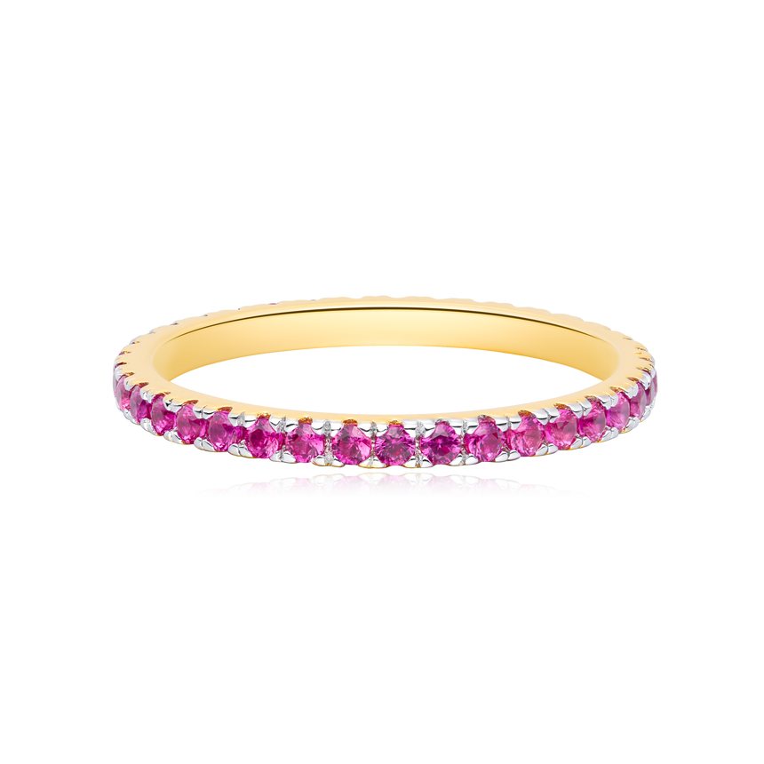 Lab-Created Ruby Eternity Ring in 14K Yellow Gold | Monte Luna