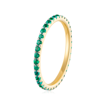 Lab-Created Emerald Eternity Ring in 14K Yellow Gold | Monte Luna