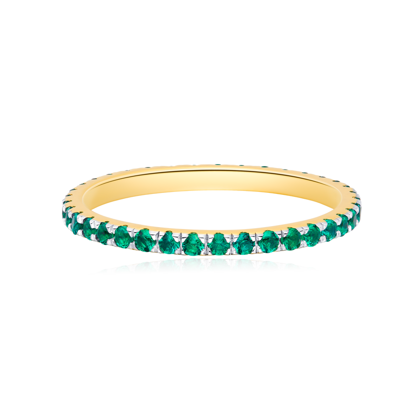 Lab-Created Emerald Eternity Ring in 14K Yellow Gold | Monte Luna