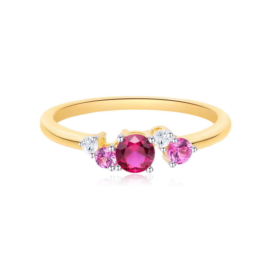 Scattered Lab-Created Gemstone Ring in 14K Yellow Gold | Monte Luna