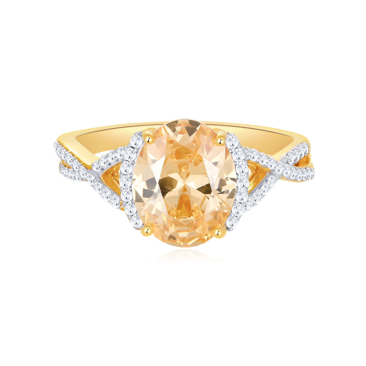 Side Halo Twist Shank Ring in 14K Yellow Gold | Monte Luna