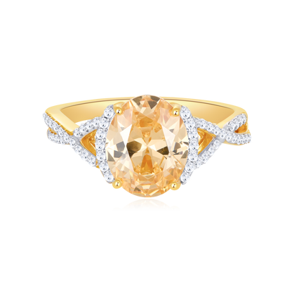 Side Halo Twist Shank Ring in 14K Yellow Gold | Monte Luna
