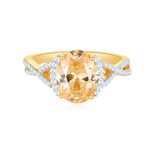 Side Halo Twist Shank Ring in 14K Yellow Gold | Monte Luna