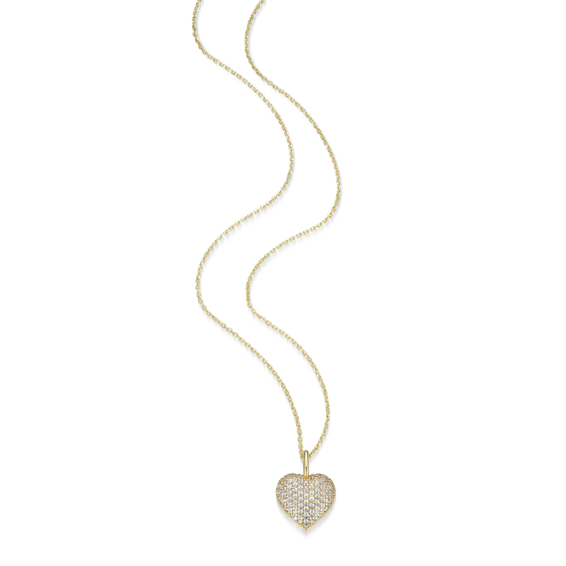 RN0198Y - Pavé Heart Pendant Necklace | reign