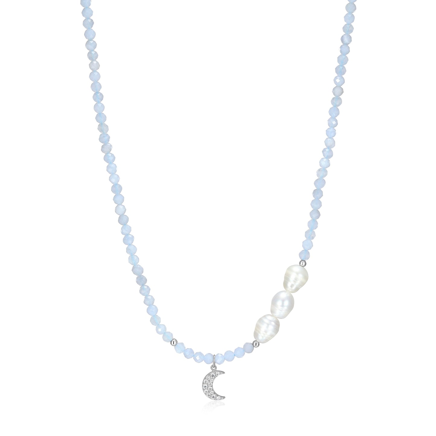 RN0201 - Freshwater Pearl & Blue Lace Agate Beaded Bracelet | reign