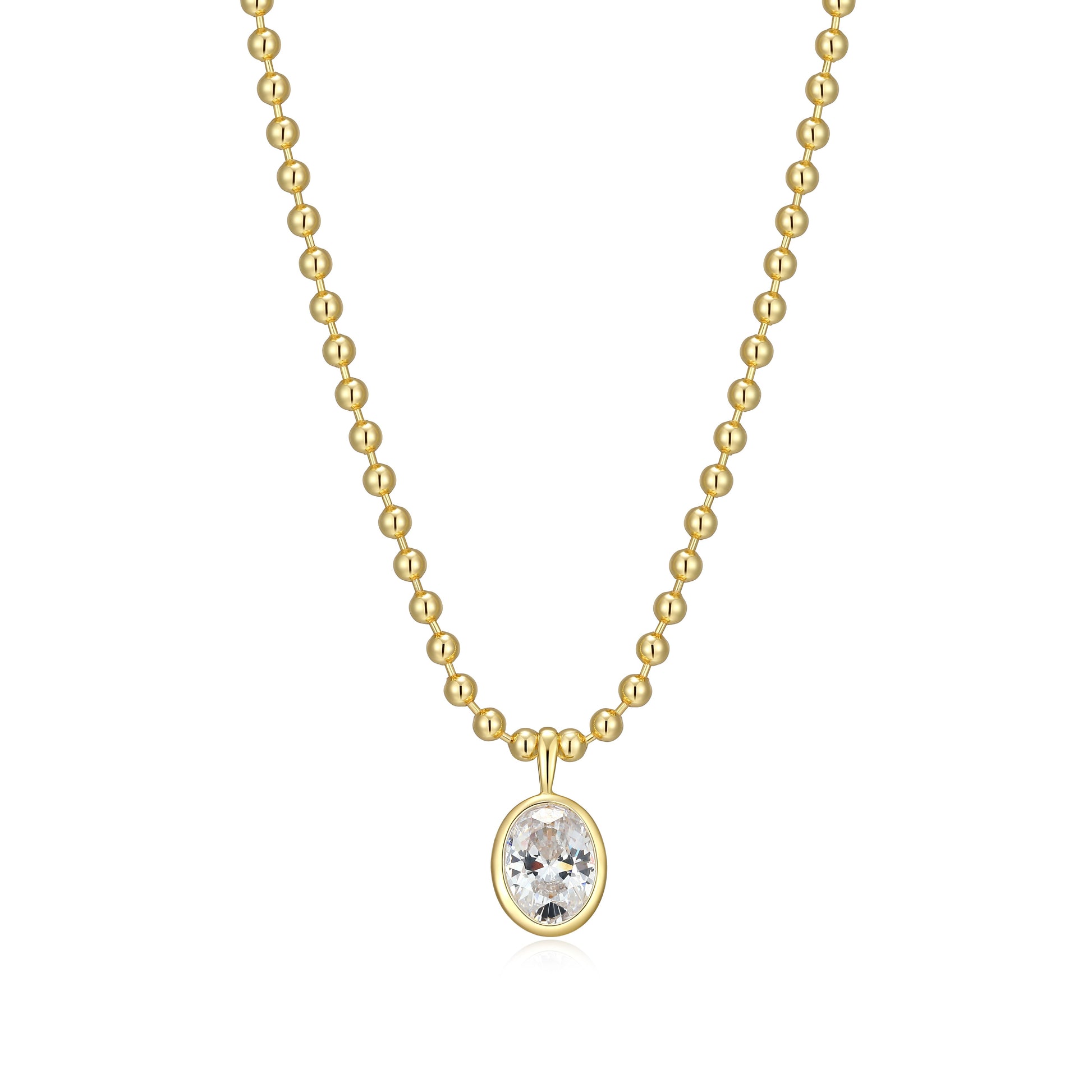 RN0180 - Oval-Cut CZ Beaded Necklace | reign