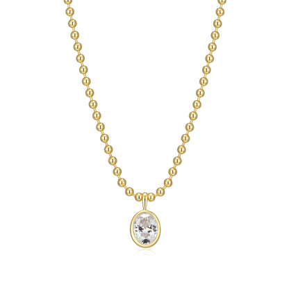 RN0180 - Oval-Cut CZ Beaded Necklace | reign