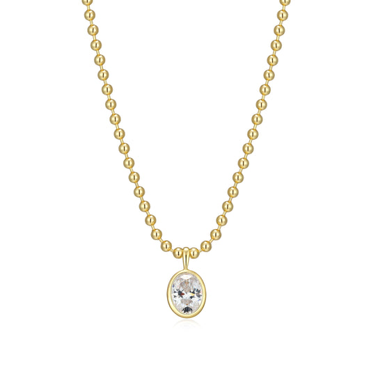 RN0180 - Oval-Cut CZ Beaded Necklace | reign