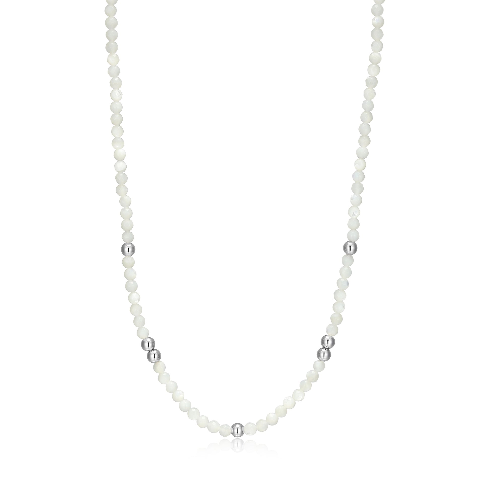 RN0205 - Mother-of-Pearl & Sterling Silver Beaded Necklace | reign