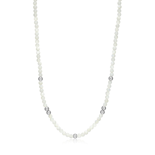 RN0205 - Mother-of-Pearl & Sterling Silver Beaded Necklace | reign