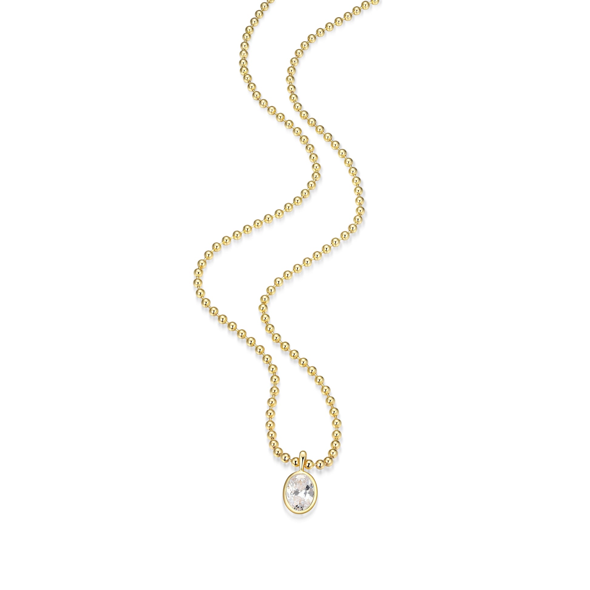 RN0180 - Oval-Cut CZ Beaded Necklace | reign