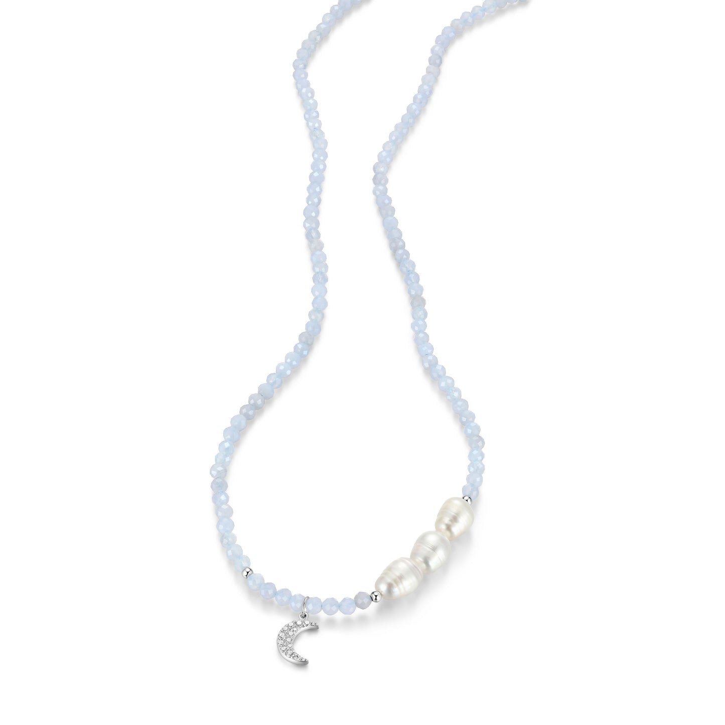 RN0201 - Freshwater Pearl & Blue Lace Agate Beaded Bracelet | reign