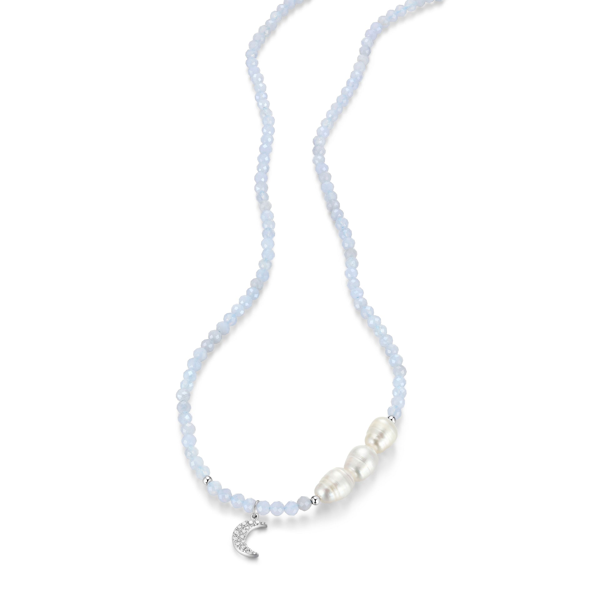 RN0201 - Freshwater Pearl & Blue Lace Agate Beaded Bracelet | reign