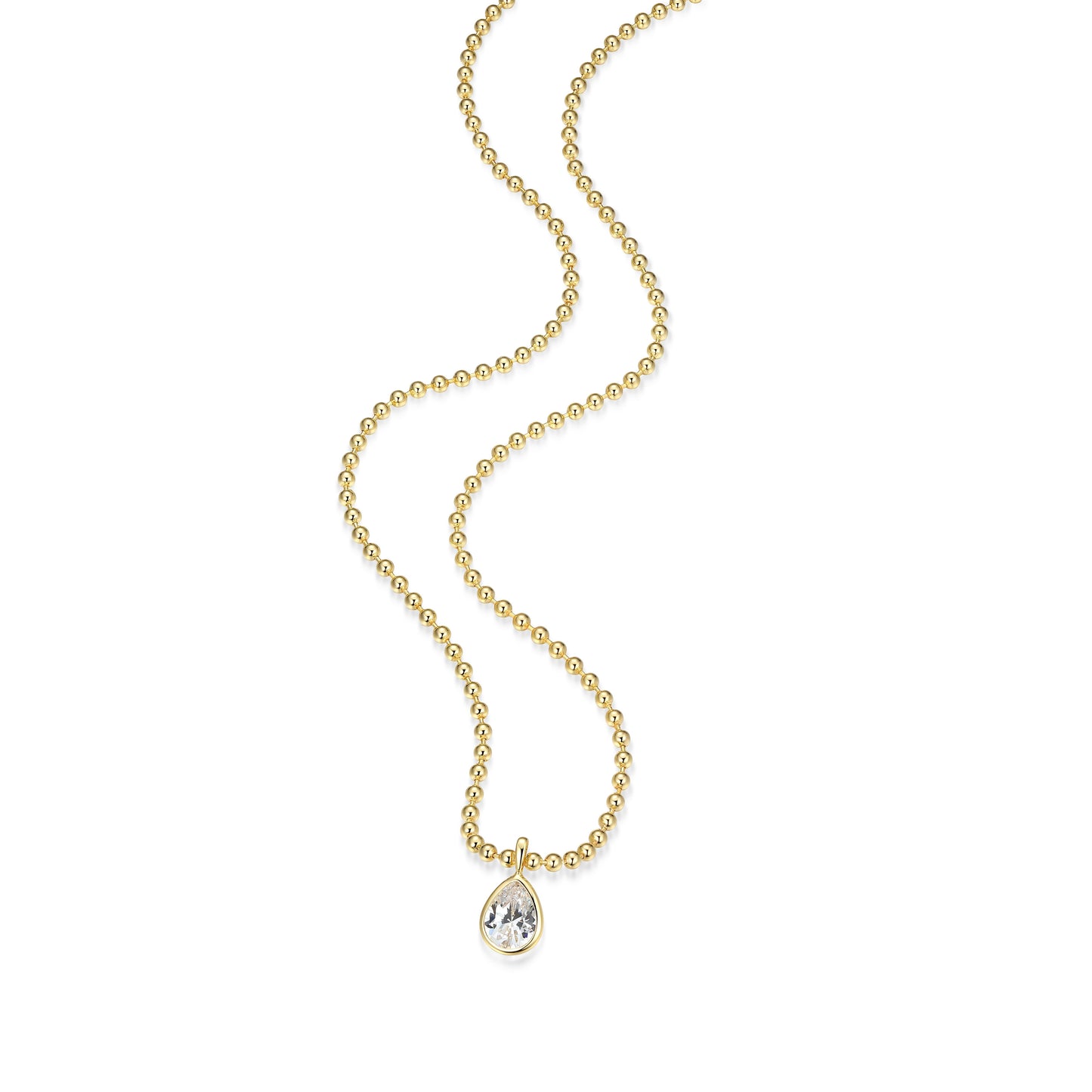 RN0181 - Pear-Cut CZ Beaded Necklace | reign