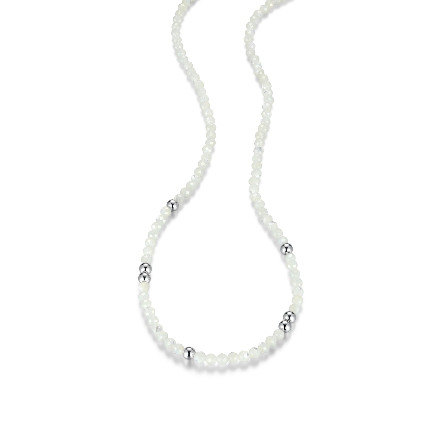 RN0205 - Mother-of-Pearl & Sterling Silver Beaded Necklace | reign