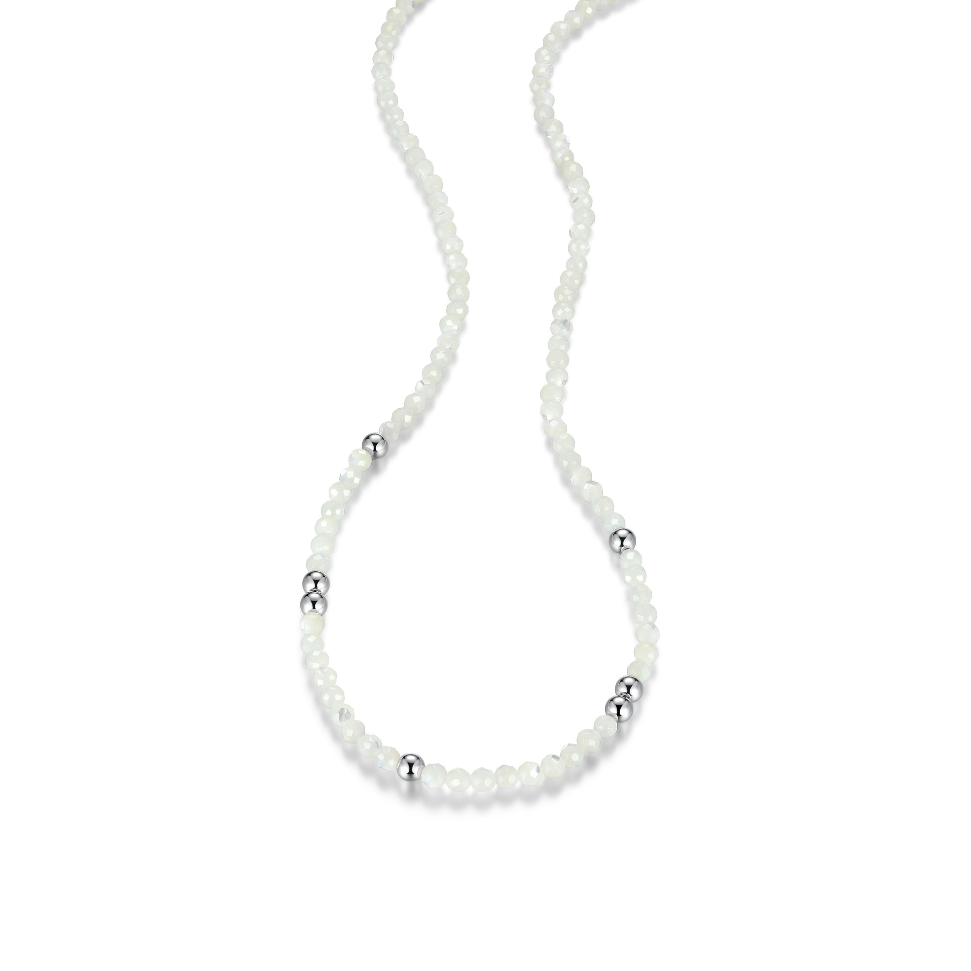 RN0205 - Mother-of-Pearl & Sterling Silver Beaded Necklace | reign