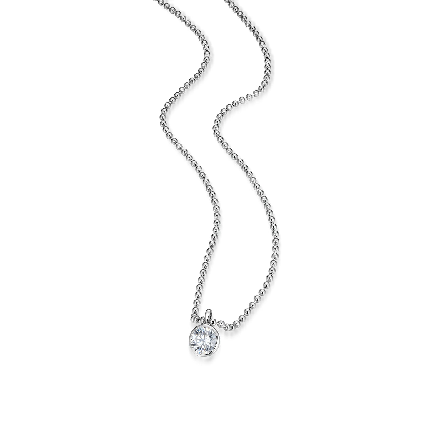 RN0182 - Round-Cut CZ Beaded Necklace | reign