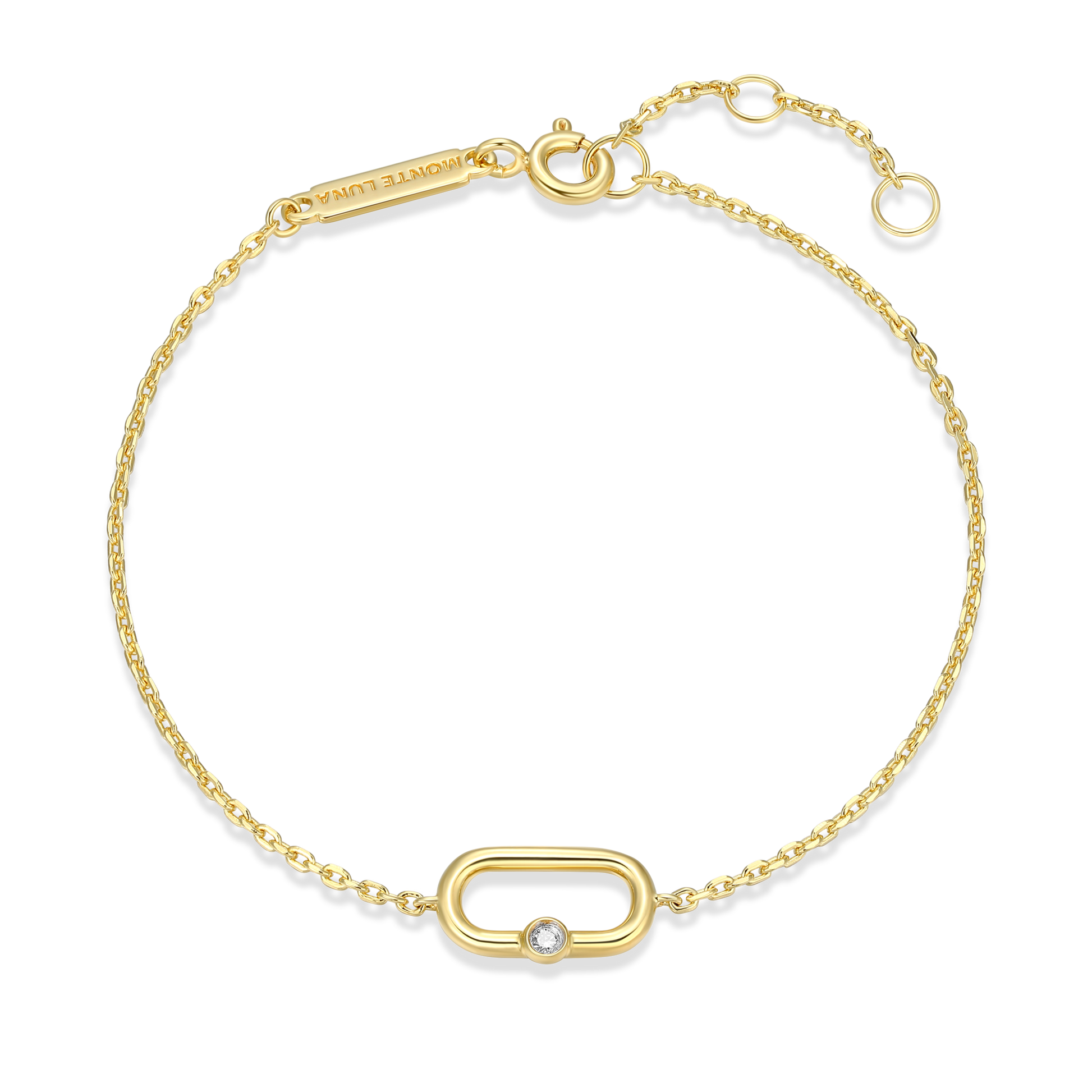 Mini Paperclip Pendant & Lab-Created Diamond Accent Bracelet in 14K Yellow Gold-Plated Sterling Silver | M by Monte Luna