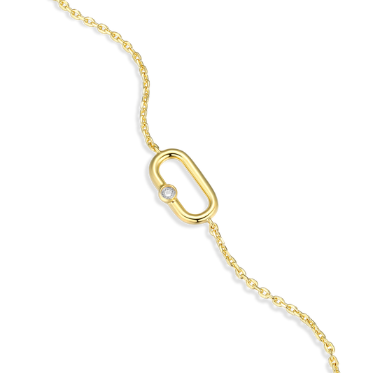 Mini Paperclip Pendant & Lab-Created Diamond Accent Bracelet in 14K Yellow Gold-Plated Sterling Silver | M by Monte Luna