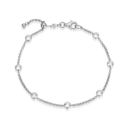 MB0112W - Essentials Medium Station Lab-Created Diamond Bracelet | Monte Luna