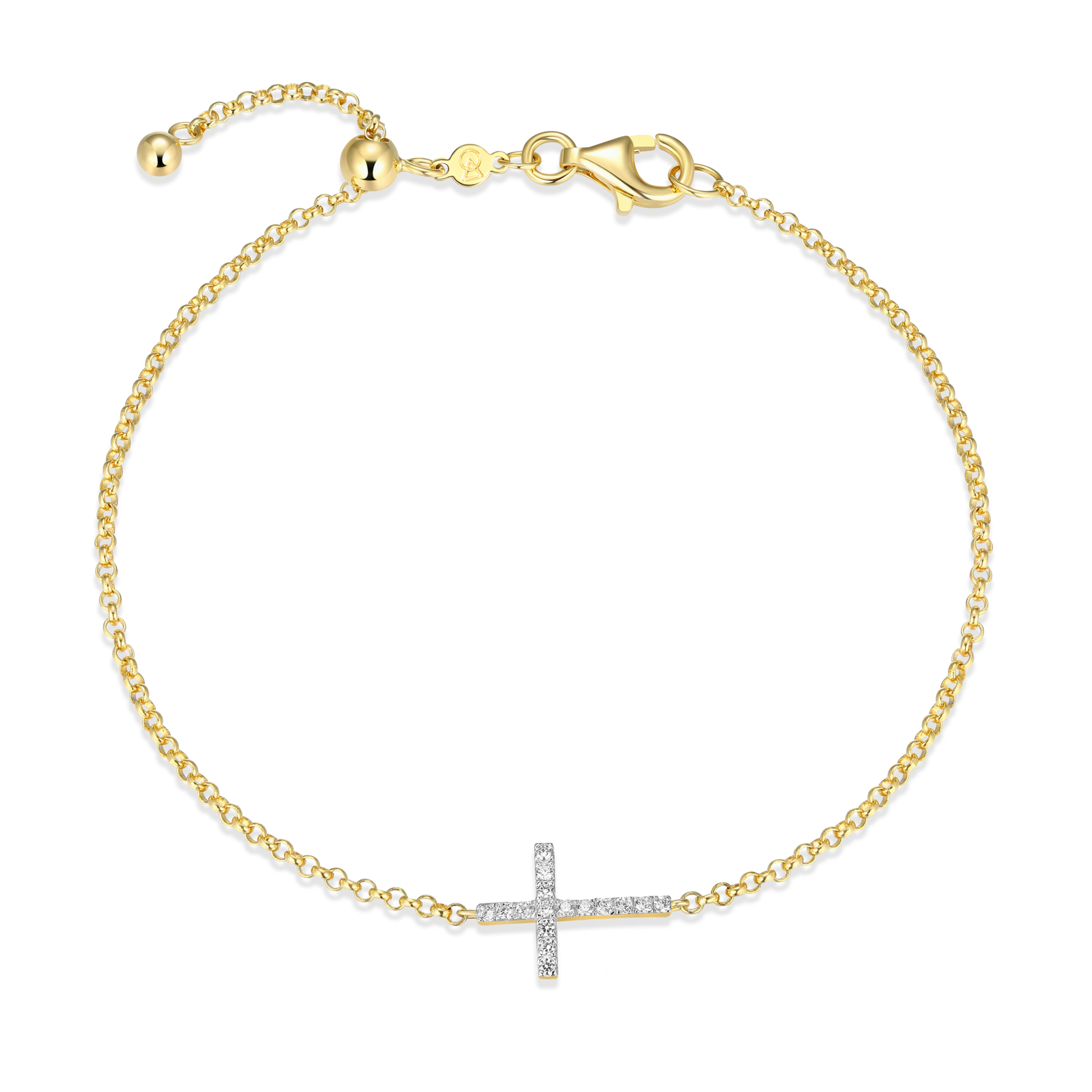 Cross Pendant Bolo Bracelet in 14K Yellow Gold-Plated Sterling Silver | M by Monte Luna