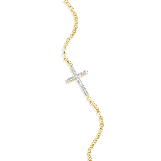 Cross Pendant Bolo Bracelet in 14K Yellow Gold-Plated Sterling Silver | M by Monte Luna