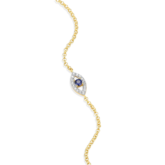 Evil Eye Bolo Bracelet in 14K Yellow Gold-Plated Sterling Silver | M by Monte Luna