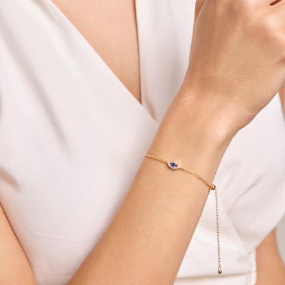 Evil Eye Bolo Bracelet in 14K Yellow Gold-Plated Sterling Silver | M by Monte Luna