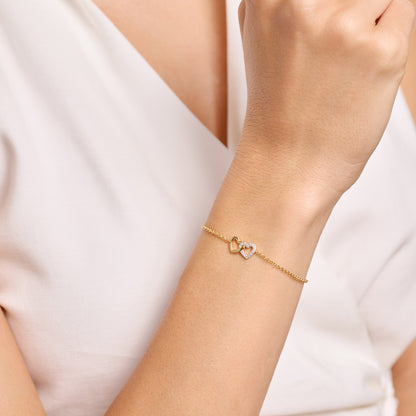 Open Twin Heart Bolo Bracelet in 14K Yellow Gold-Plated Sterling Silver | M by Monte Luna