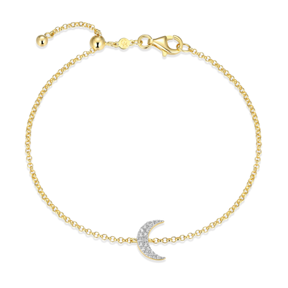Crescent Bolo Bracelet in 14K Yellow Gold-Plated Sterling Silver | M by Monte Luna