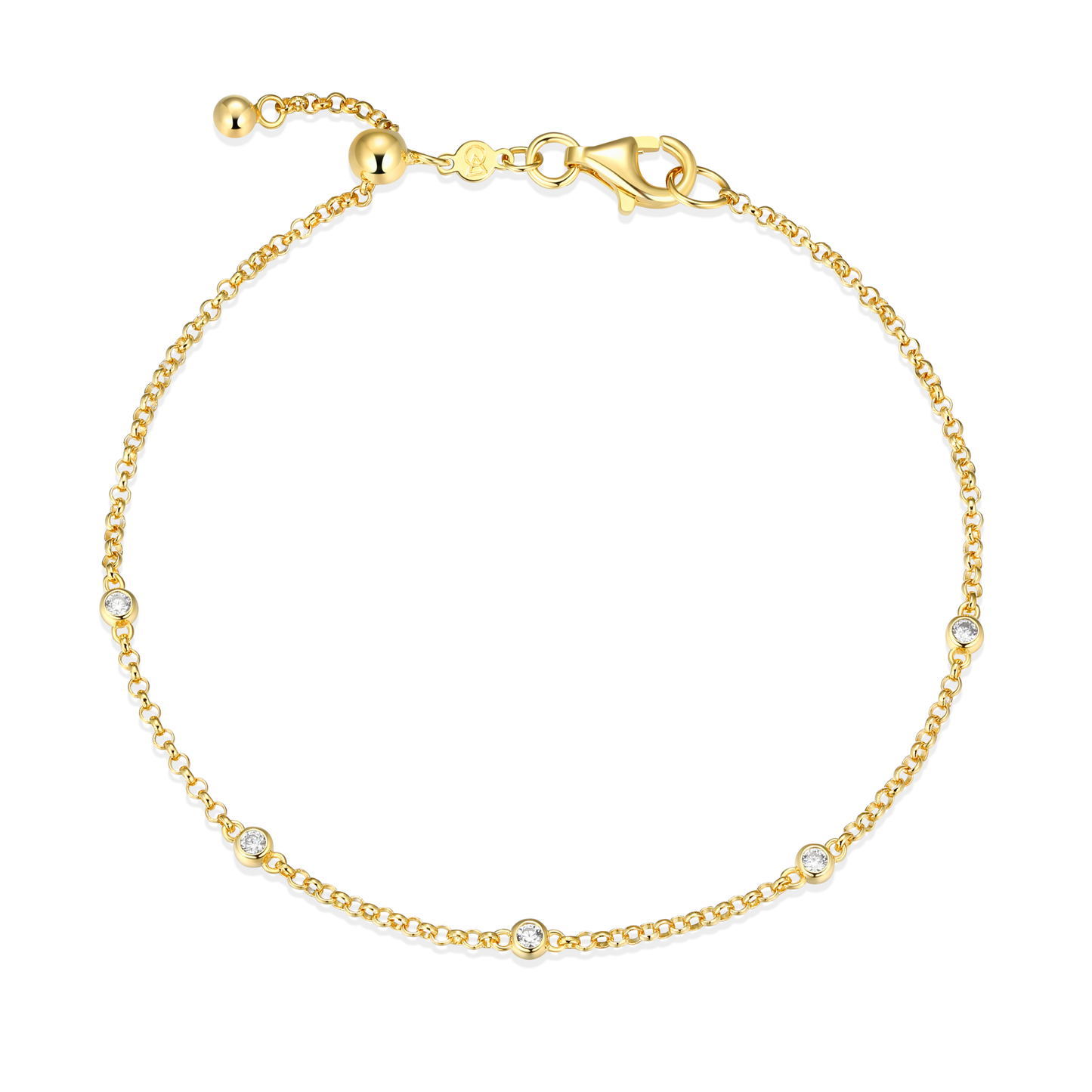 Bezel Station Bolo Bracelet in 14K Yellow Gold-Plated Sterling Silver | M by Monte Luna