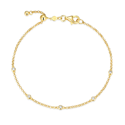 Bezel Station Bolo Bracelet in 14K Yellow Gold-Plated Sterling Silver | M by Monte Luna