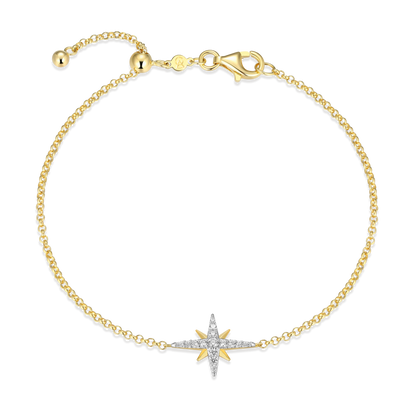 Cardinal Points Bolo Bracelet in 14K Yellow Gold-Plated Sterling Silver | M by Monte Luna