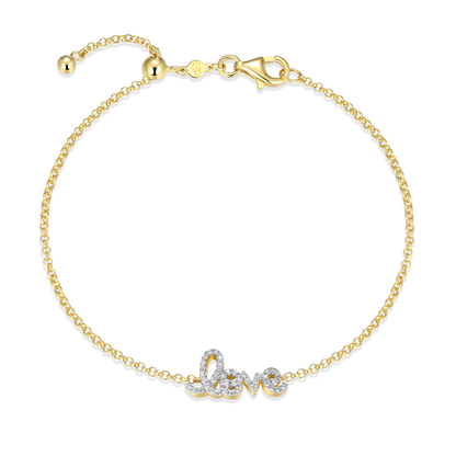 Love Pendant Bolo Bracelet in 14K Yellow Gold-Plated Sterling Silver | M by Monte Luna