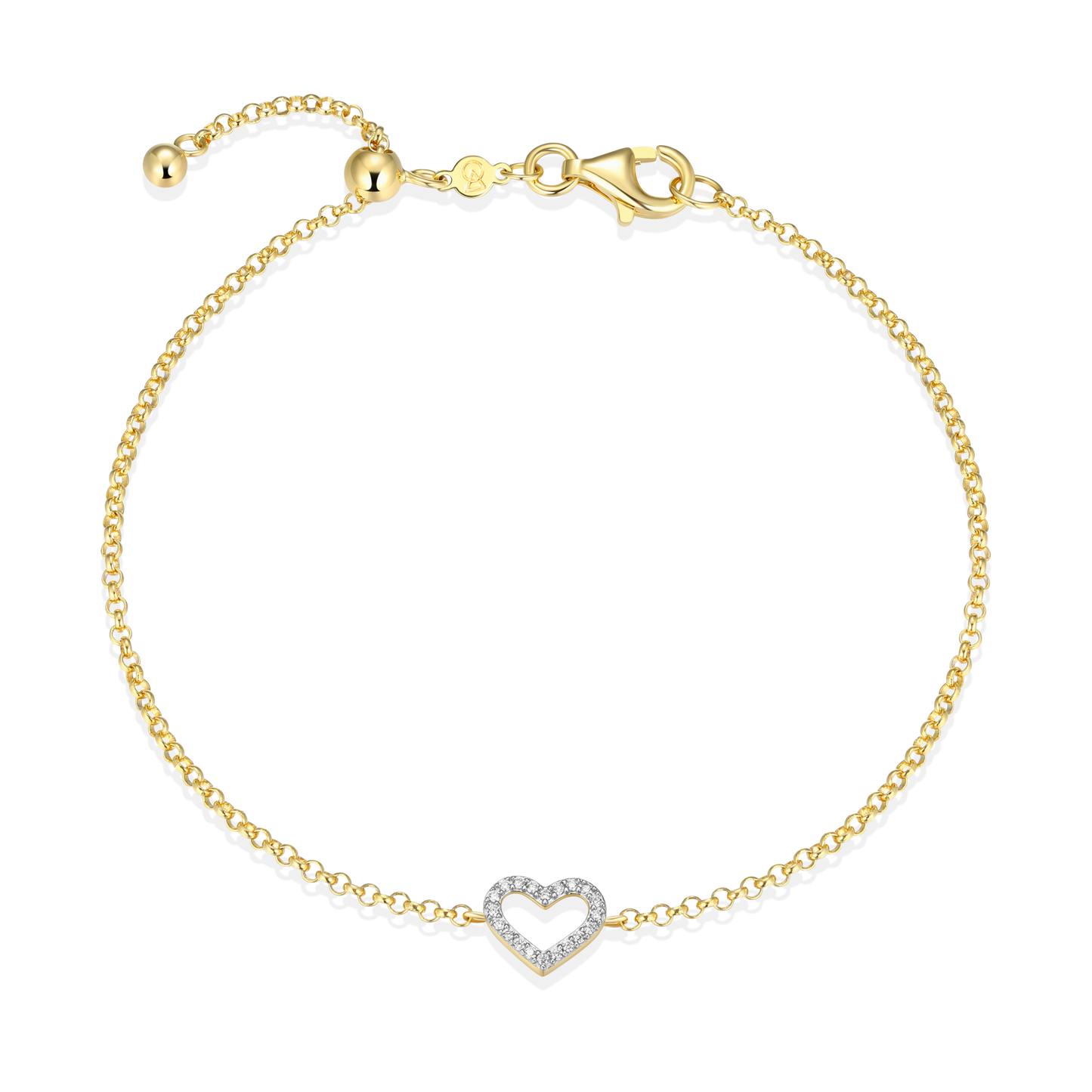 Open Heart Bolo Bracelet in 14K Yellow Gold-Plated Sterling Silver | M by Monte Luna