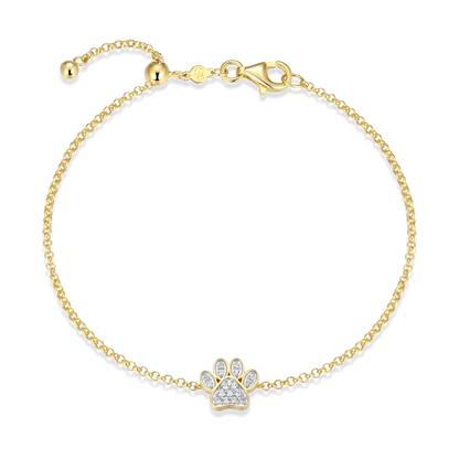 Paw Print Bolo Bracelet in 14K Yellow Gold-Plated Sterling Silver | M by Monte Luna