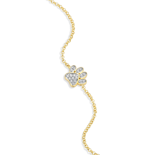 Paw Print Bolo Bracelet in 14K Yellow Gold-Plated Sterling Silver | M by Monte Luna
