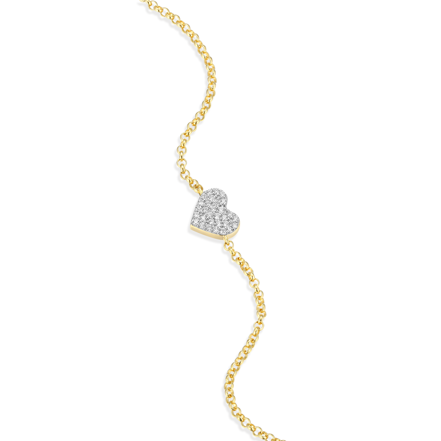 Pave Heart Pendant Bolo Bracelet in 14K Yellow Gold-Plated Sterling Silver | M by Monte Luna
